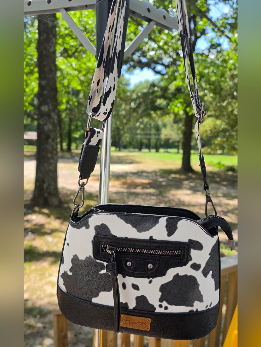 Wrangler Cow Print Crossbody Dome Bag
